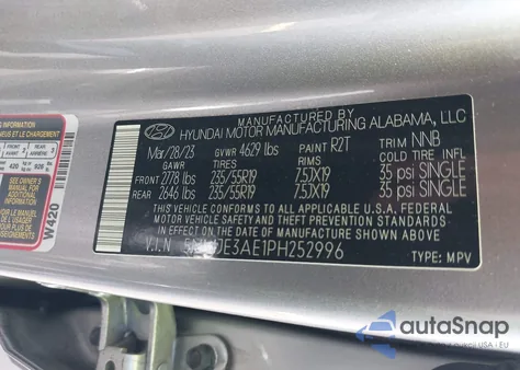 2023 Hyundai Tucson Limited из США, поврежденный, VIN 5NMJE3AE1PH252996